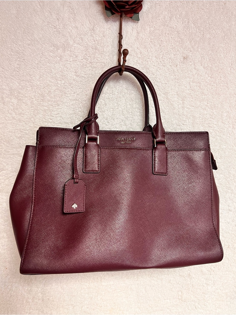 kate spade Deep Burgundy Saffiano Leather Satchel